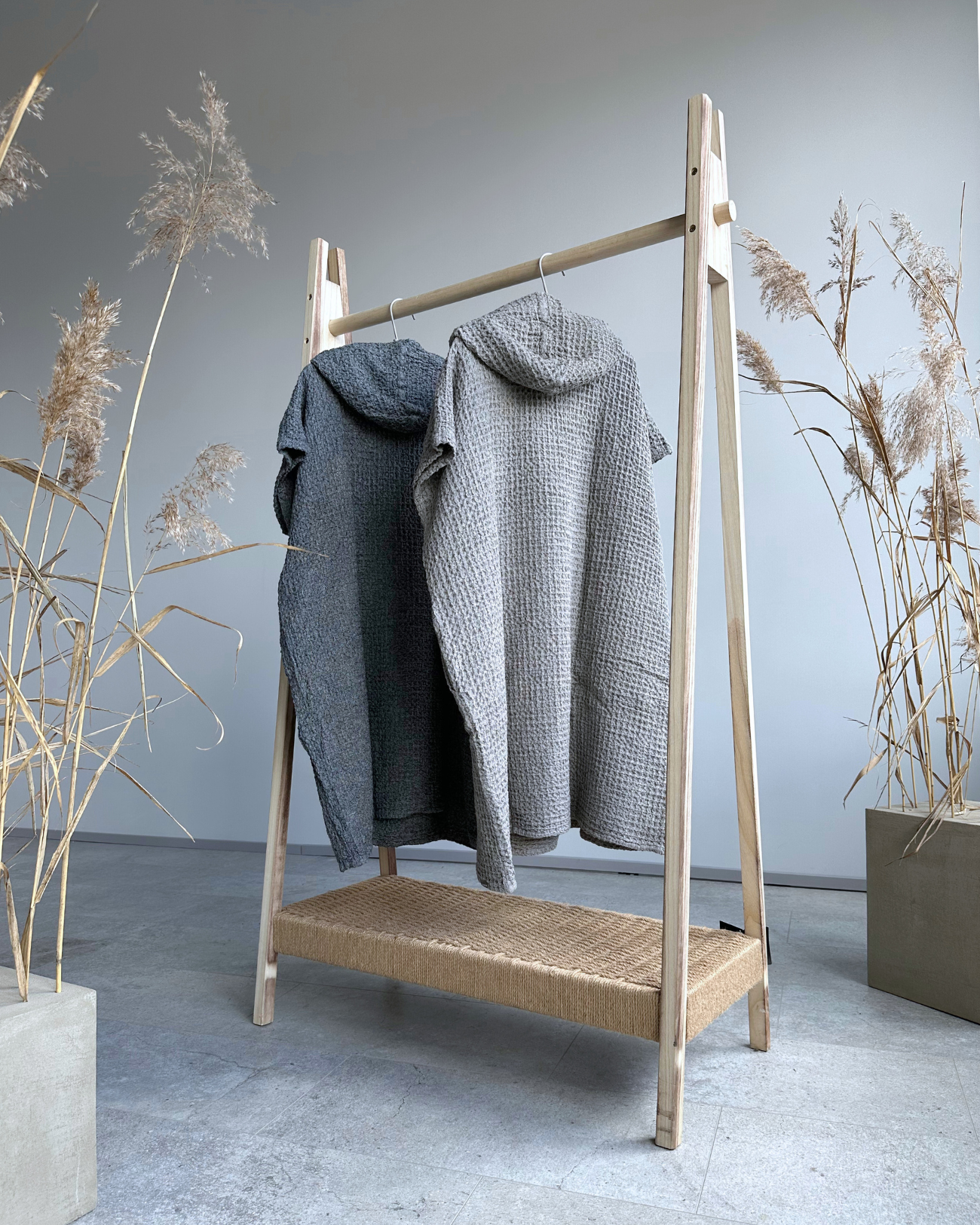 Poncho with linen | grey