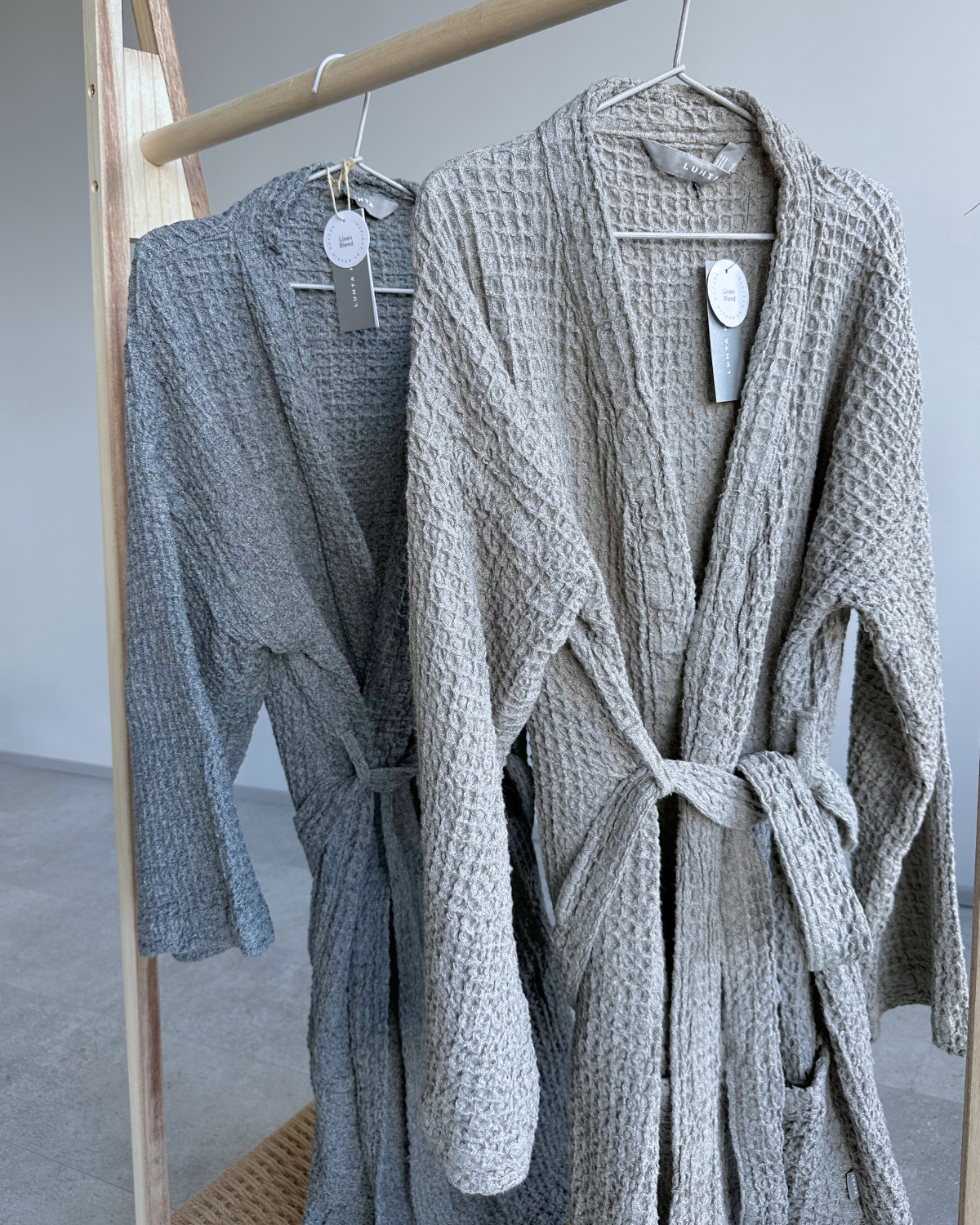 Bathrobe with linen | grey